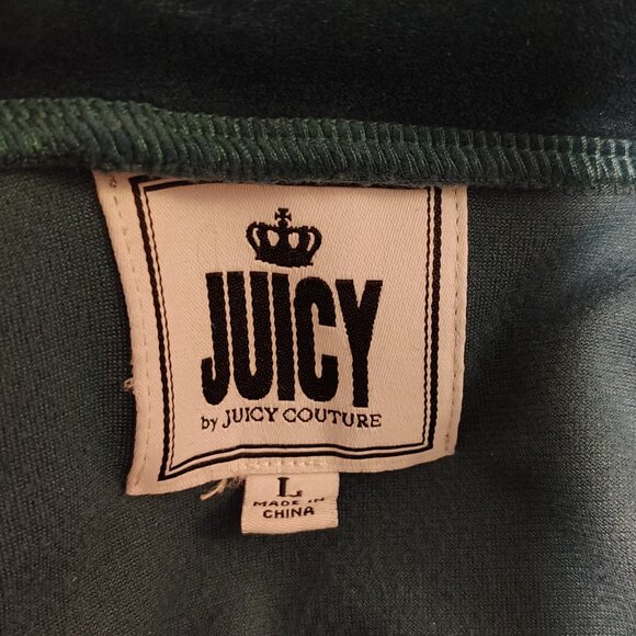 Juicy Couture Womens Velour Jacket Large Zip Up Green - Y2K Loungewear Fall - Picture 5 of 7